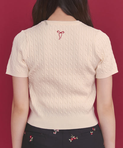 ショートスリーブライトニットトップス Queenie's London