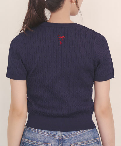 ショートスリーブライトニットトップス Queenie's London