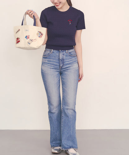 ショートスリーブライトニットトップス Queenie's London