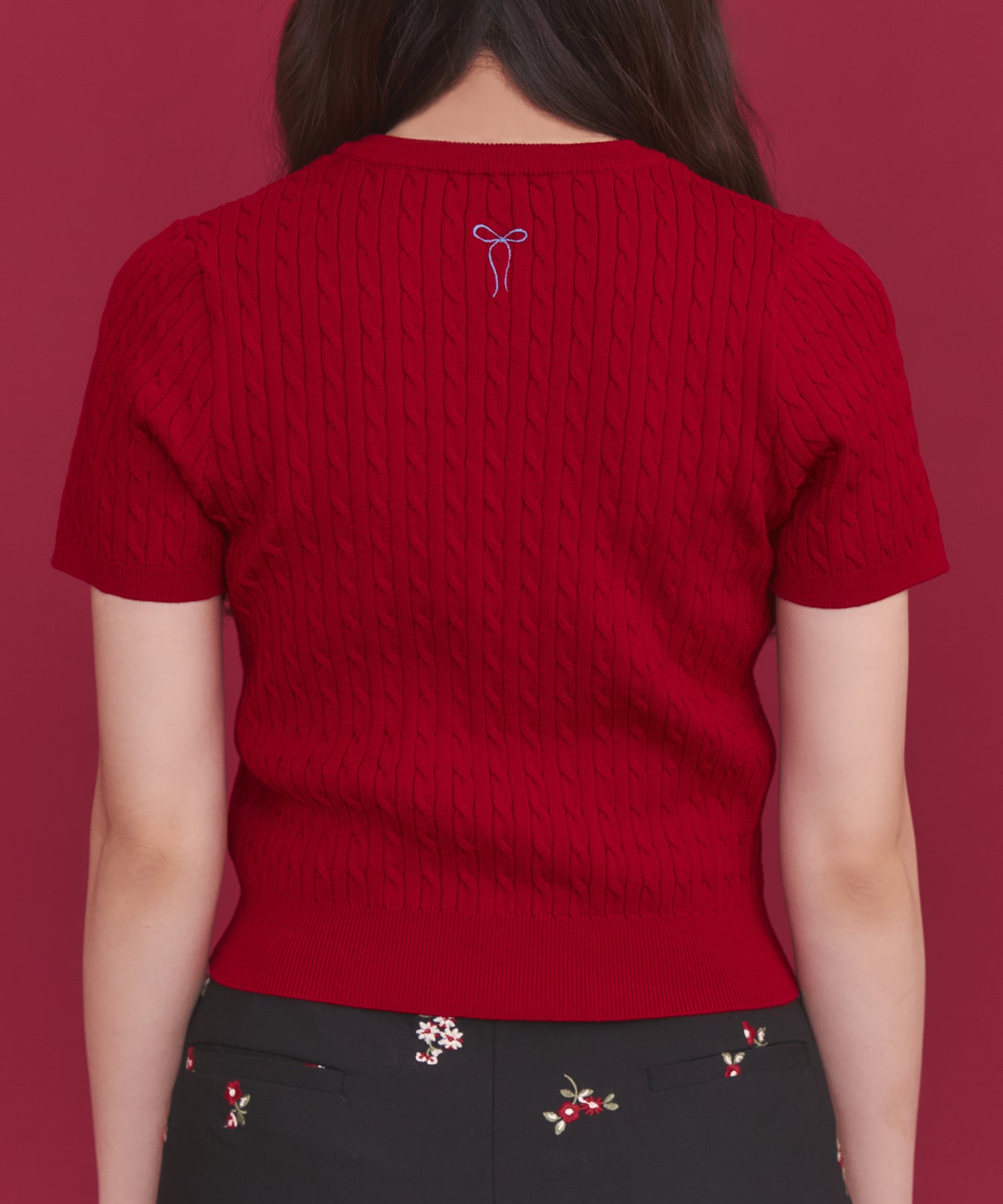 ショートスリーブライトニットトップス Queenie's London