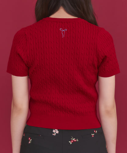 ショートスリーブライトニットトップス Queenie's London