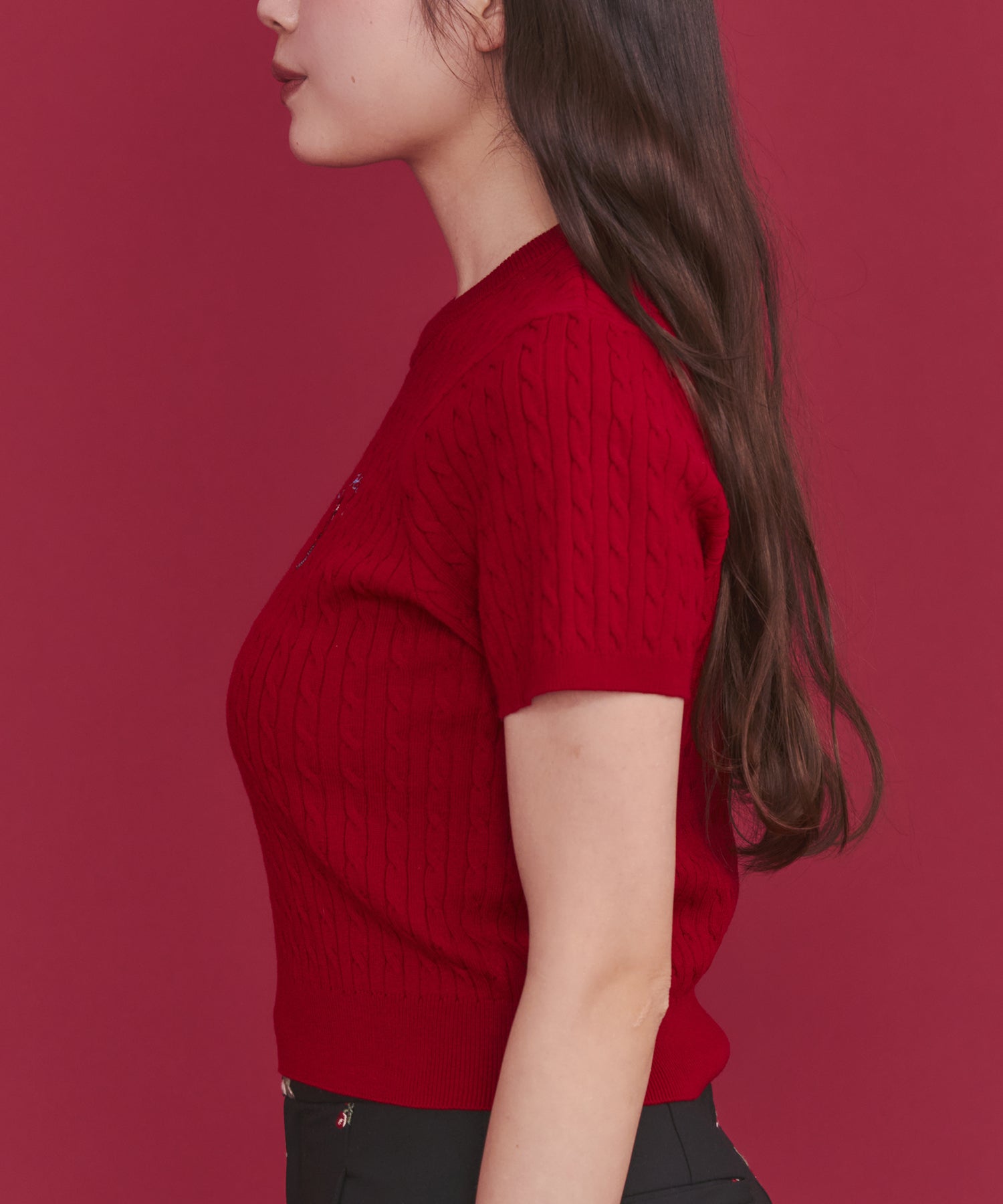 ショートスリーブライトニットトップス Queenie's London