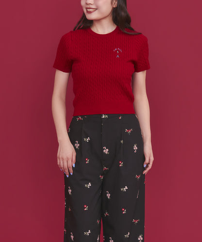 ショートスリーブライトニットトップス Queenie's London