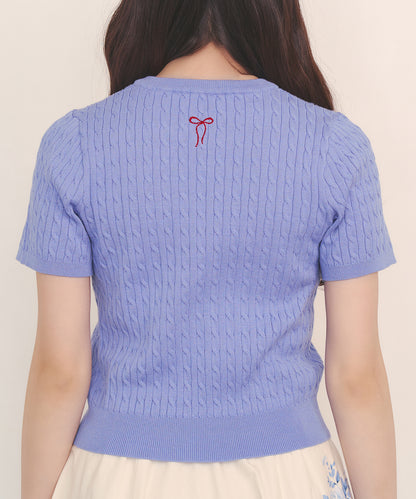 ショートスリーブライトニットトップス Queenie's London