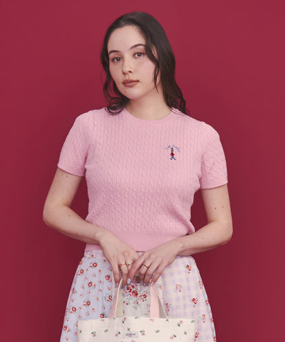 ショートスリーブライトニットトップス Queenie's London