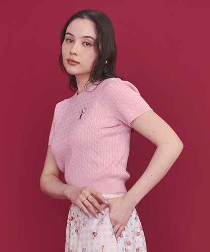 ショートスリーブライトニットトップス Queenie's London