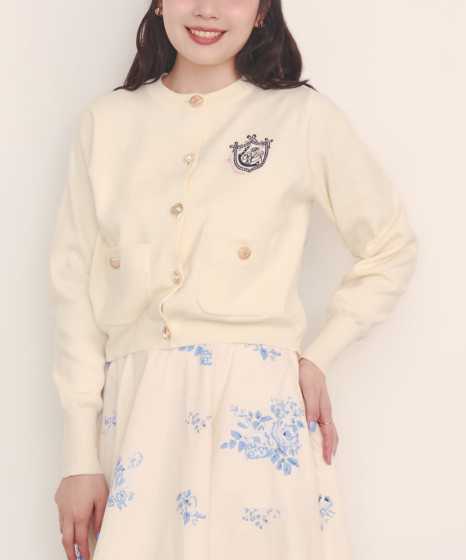刺繍ニットカーディガンジャケット Love Notes