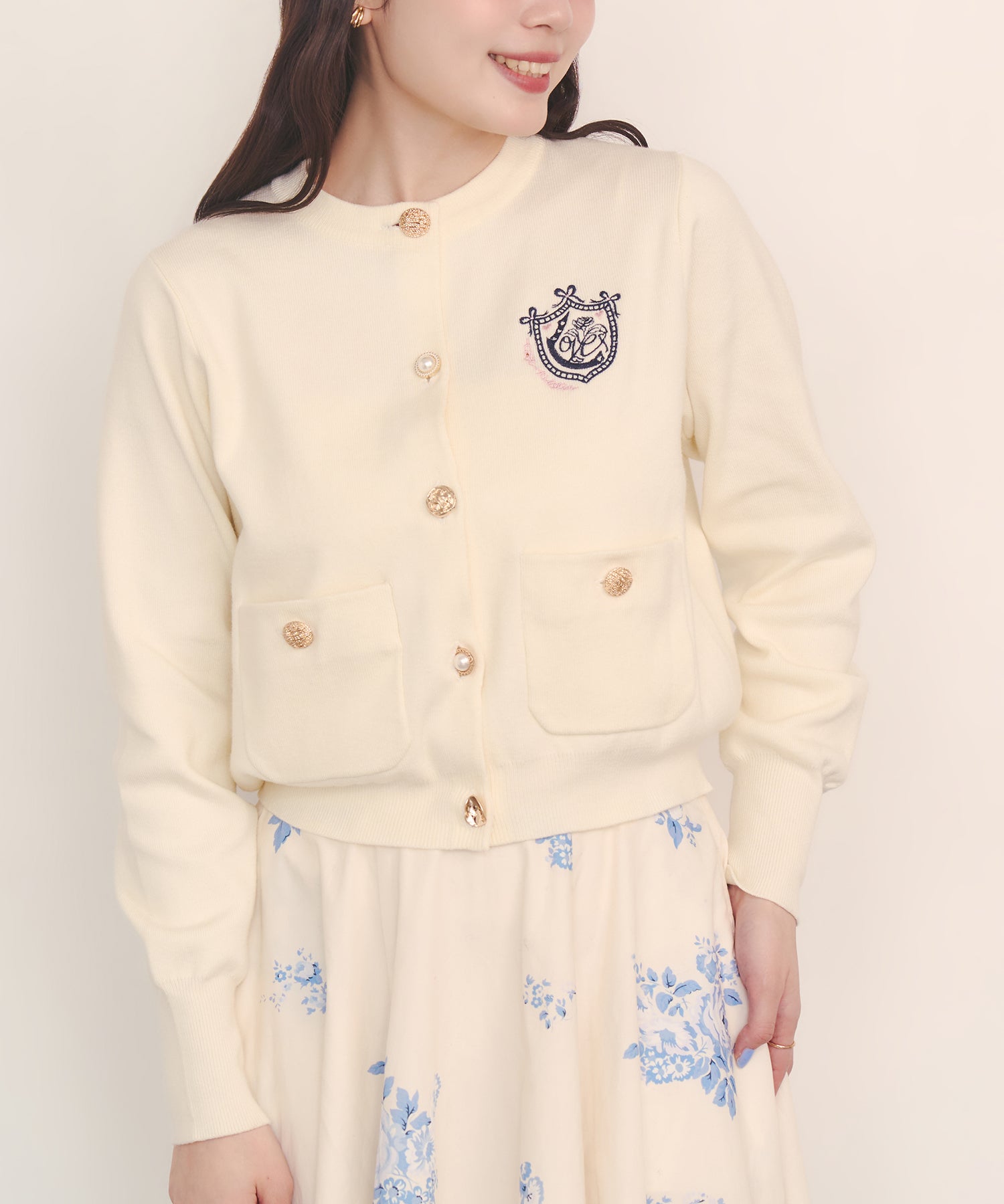 刺繍ニットカーディガンジャケット Love Notes