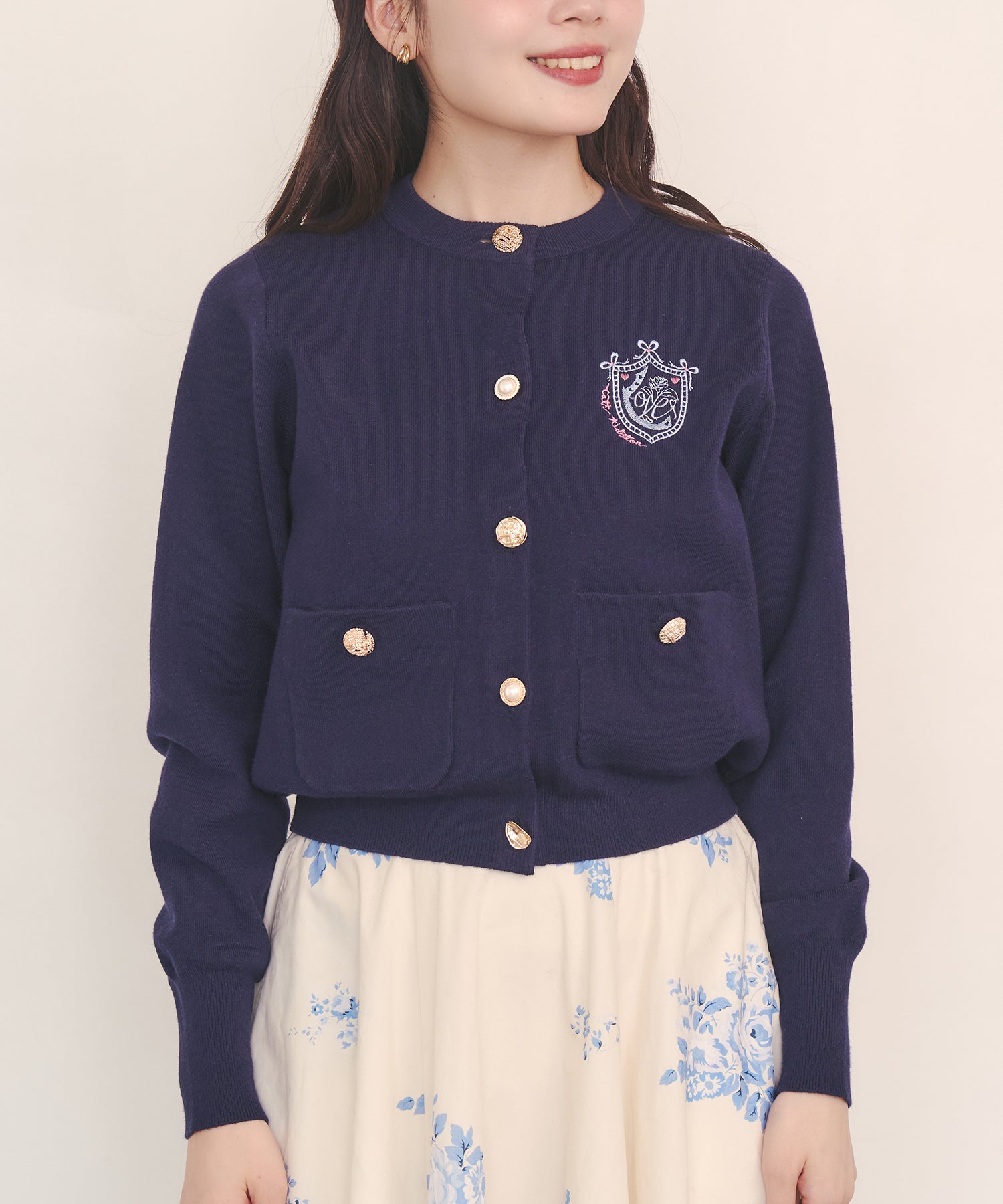 刺繍ニットカーディガンジャケット Love Notes