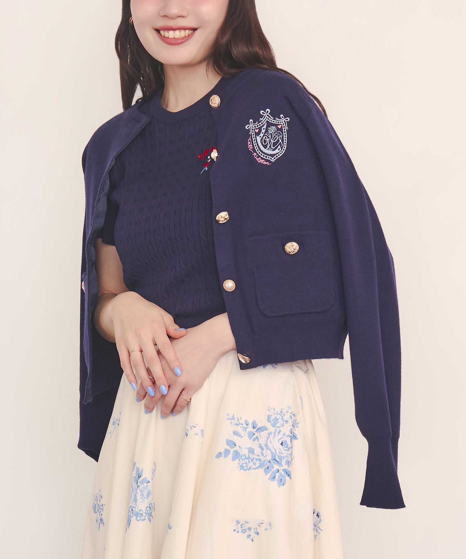 刺繍ニットカーディガンジャケット Love Notes