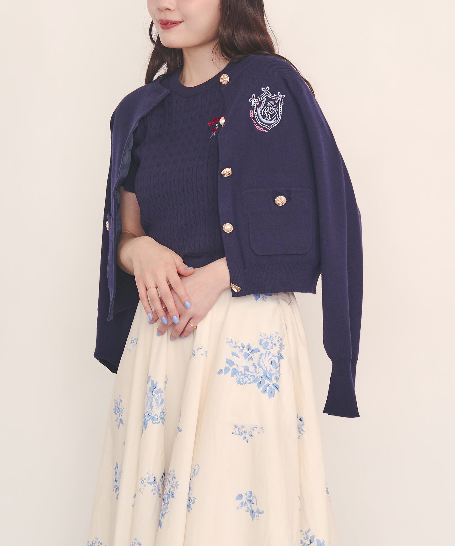 刺繍ニットカーディガンジャケット Love Notes