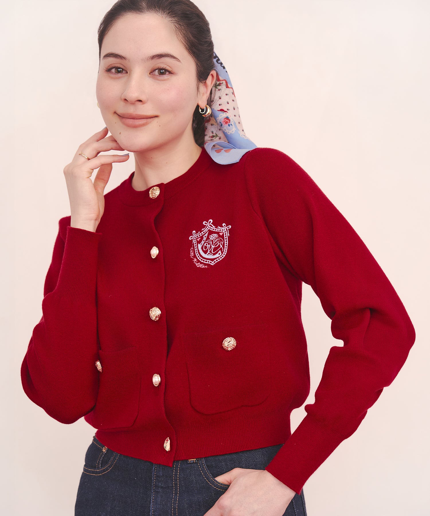 刺繍ニットカーディガンジャケット Love Notes