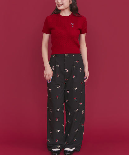 総柄刺繍ストレートパンツ Ditsy Floral Embroidery