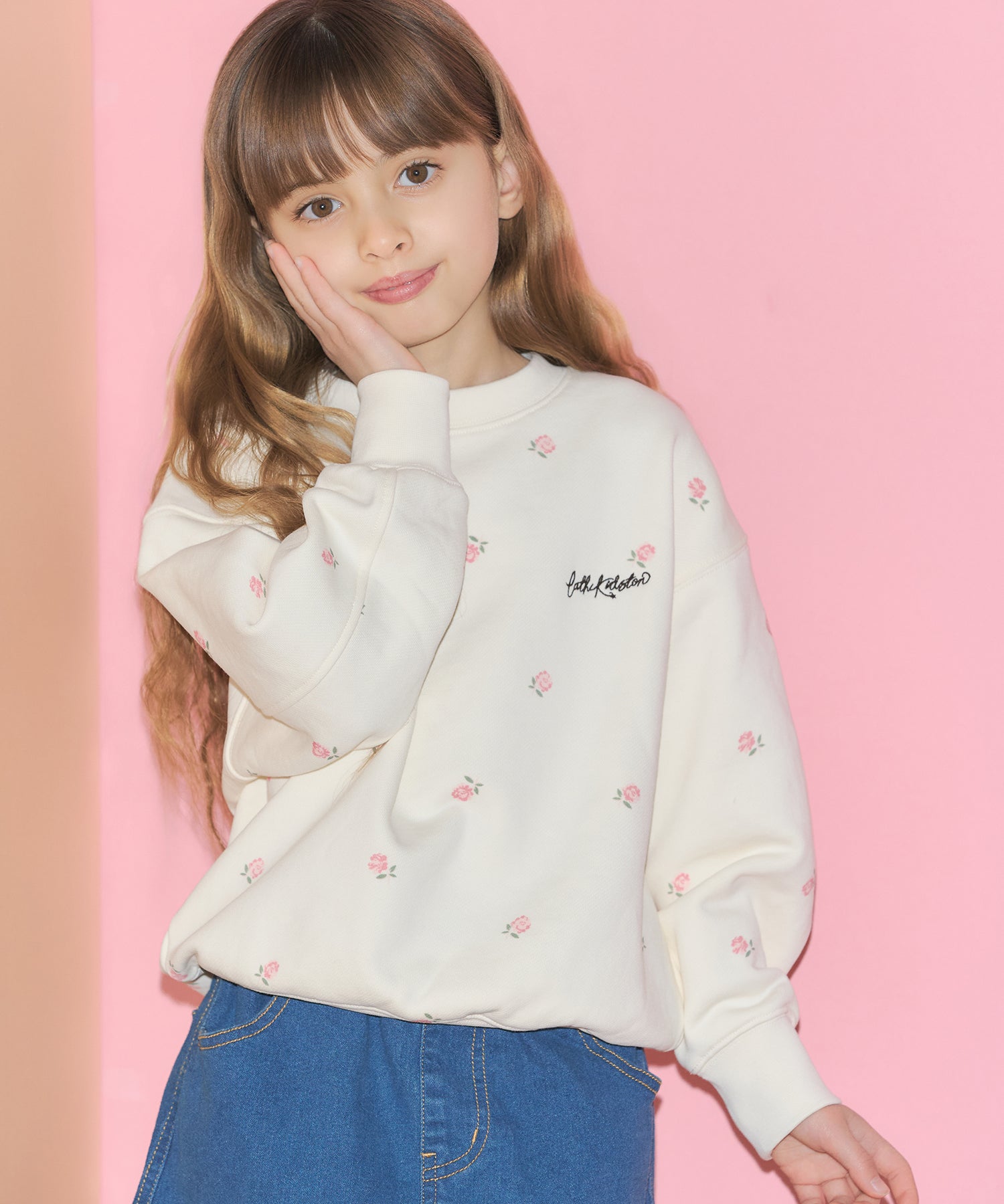 キッズ　総柄プリントスウェット Rose Embroidery