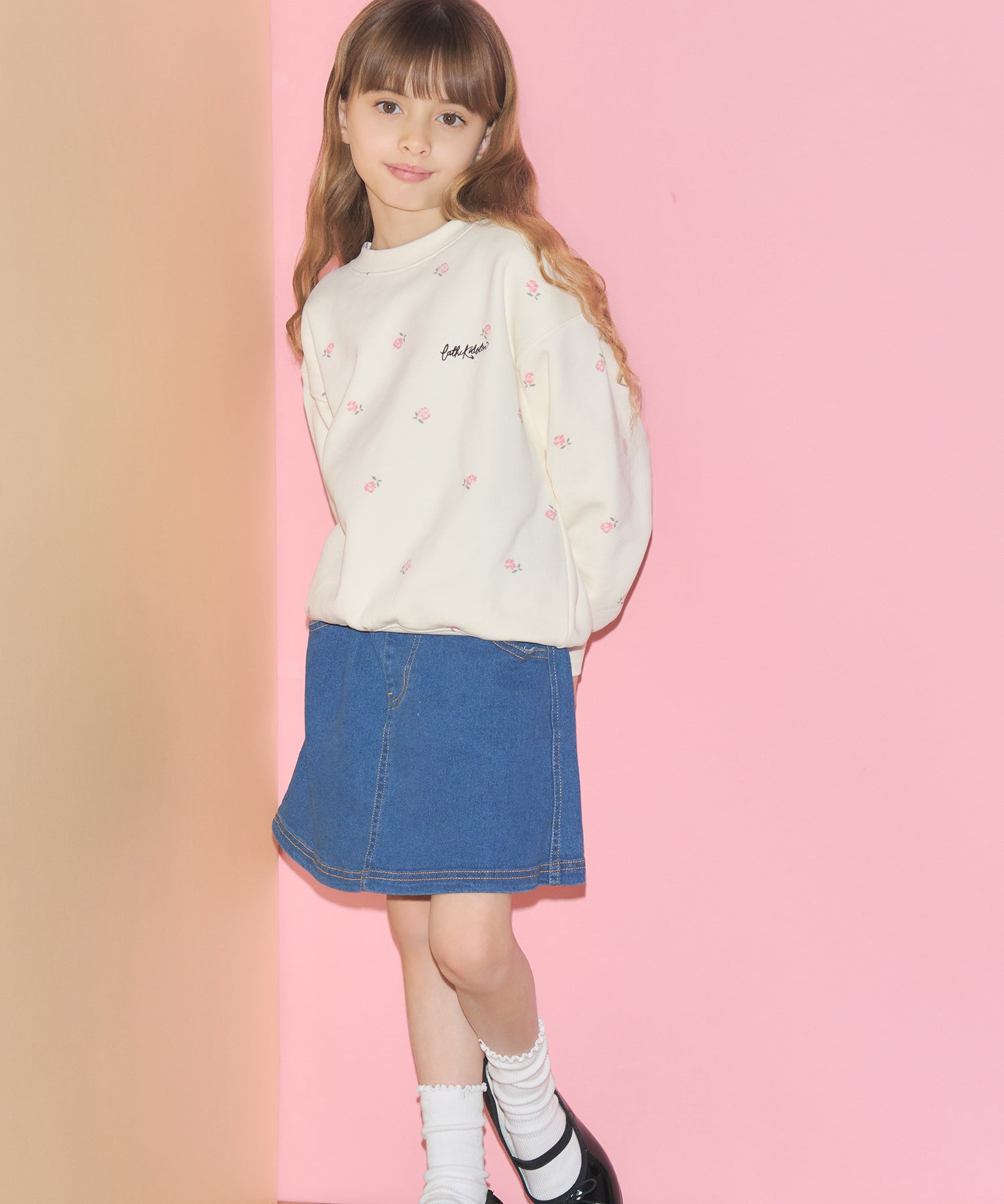 キッズ　総柄プリントスウェット Rose Embroidery