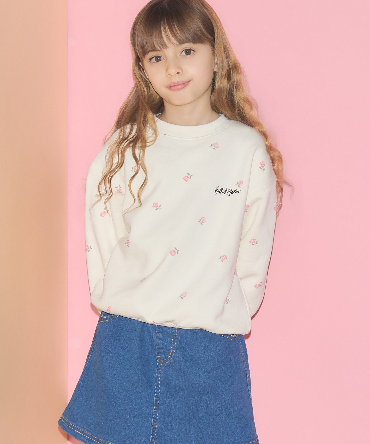 キッズ　総柄プリントスウェット Rose Embroidery