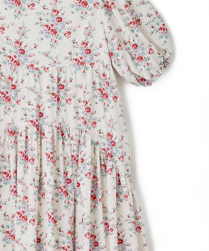 パフスリーブ ティアードワンピース