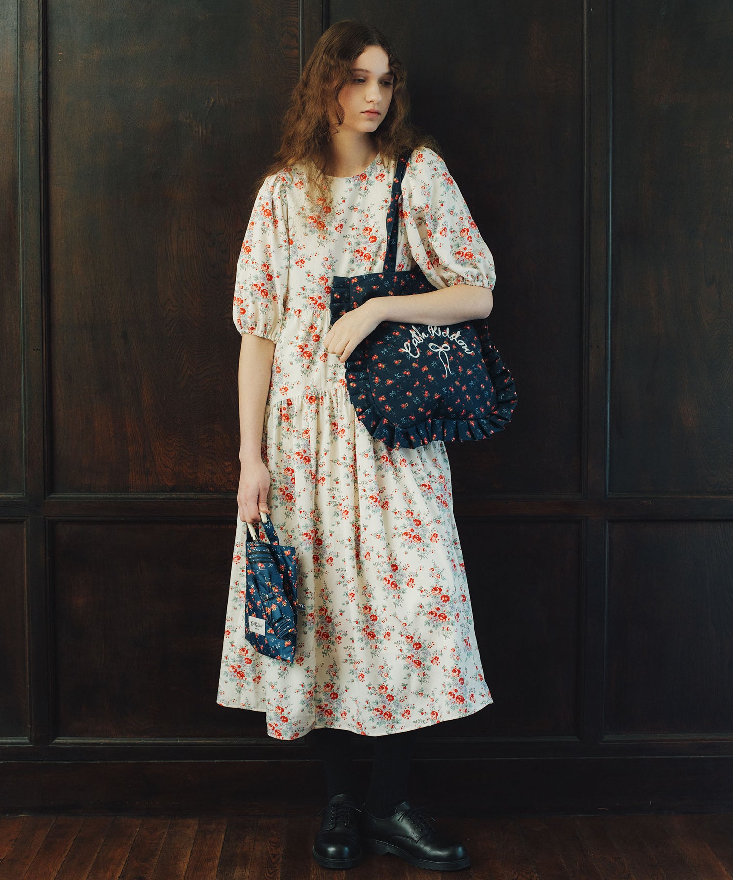 パフスリーブ ティアードワンピース