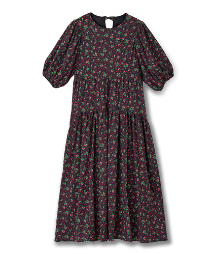 パフスリーブ ティアードワンピース