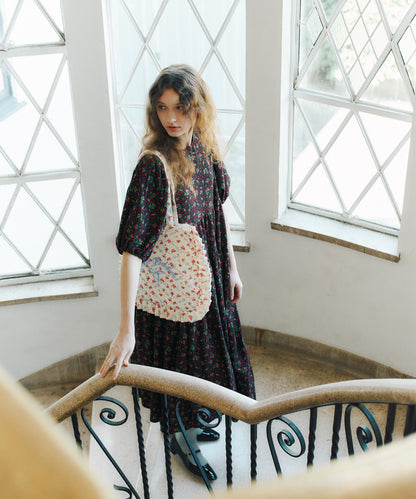 パフスリーブ ティアードワンピース