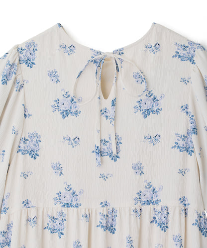 パフスリーブ ティアードワンピース