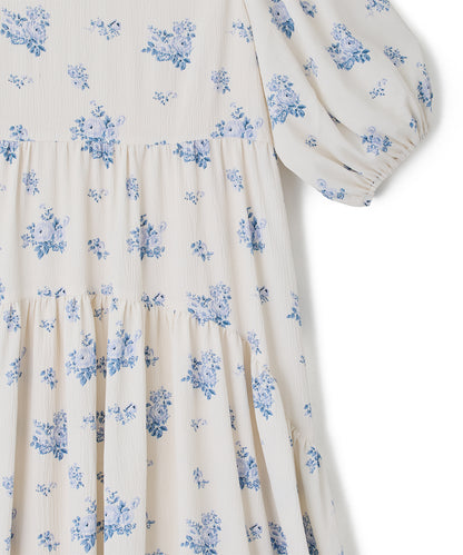 パフスリーブ ティアードワンピース