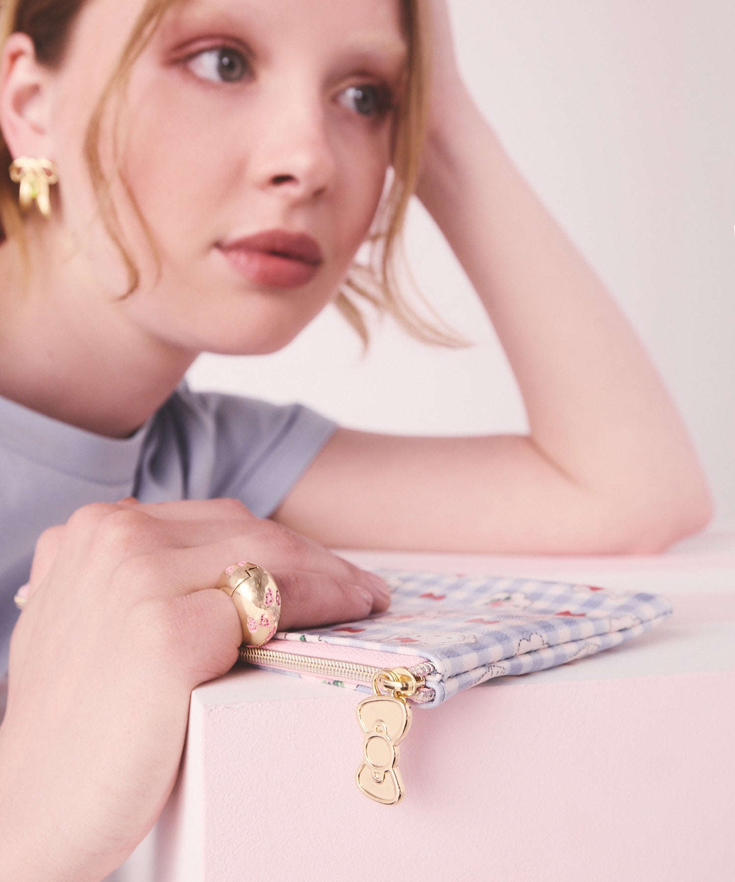 Cath Kidston × Hello Kitty ジップドパース Gingham Provence