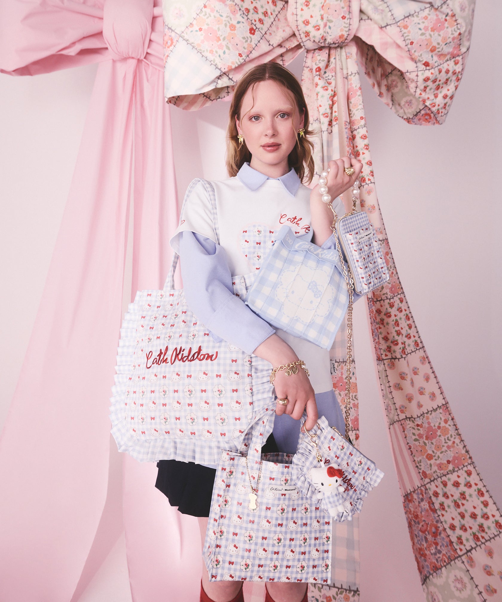 Cath Kidston × Hello Kitty マルチショルダーパース Gingham Provence