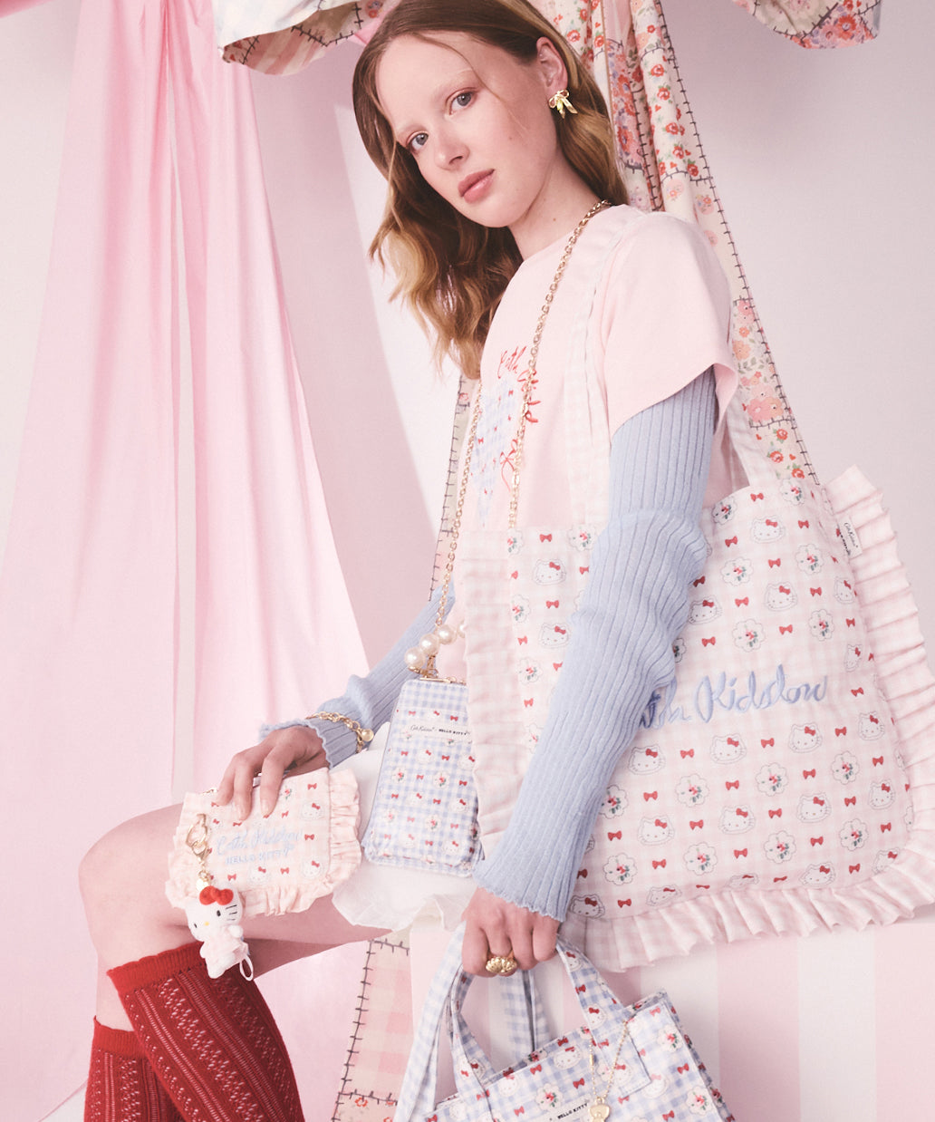 Cath Kidston × Hello Kitty マルチショルダーパース Gingham Provence