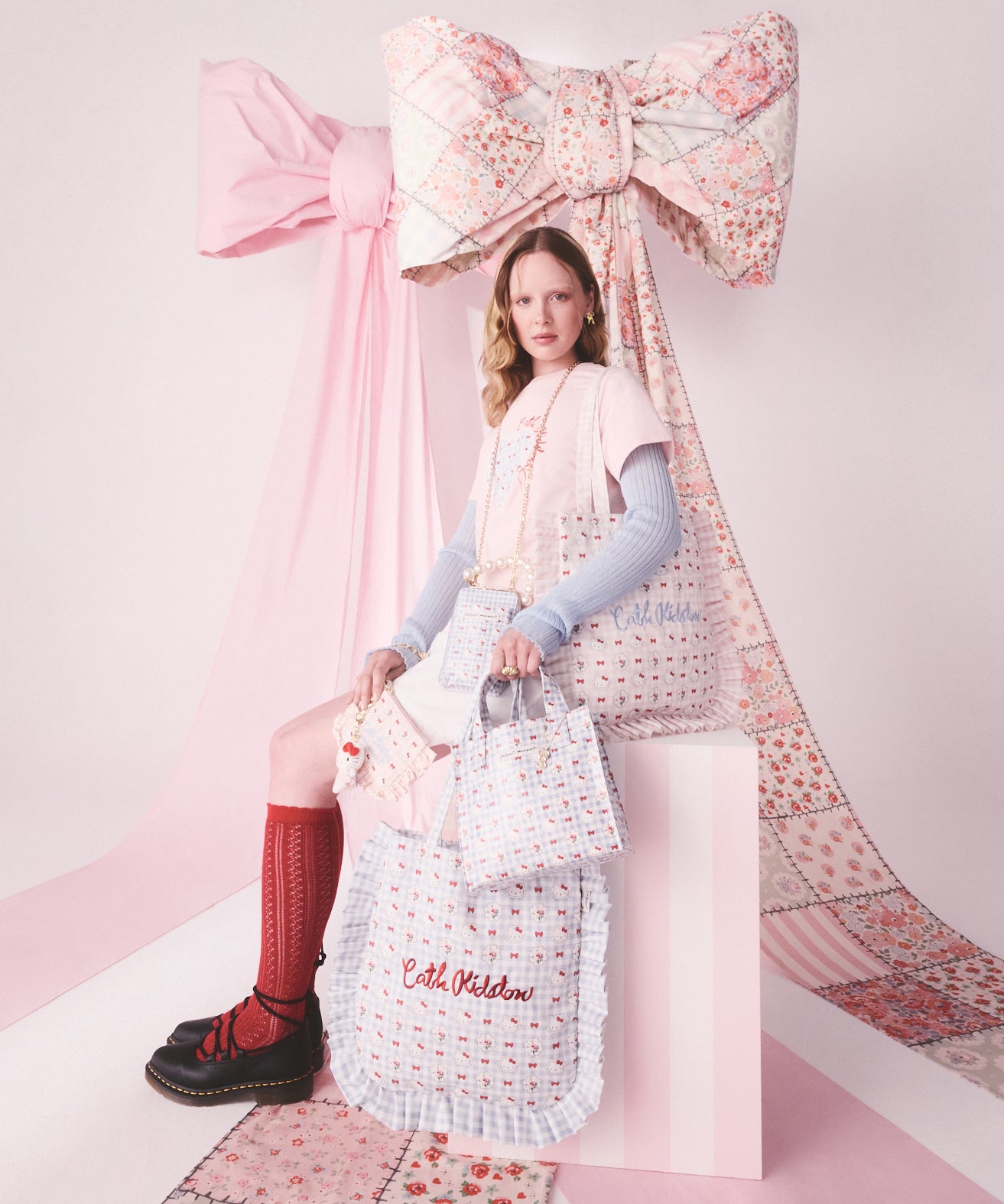 Cath Kidston × Hello Kitty マルチショルダーパース Gingham Provence