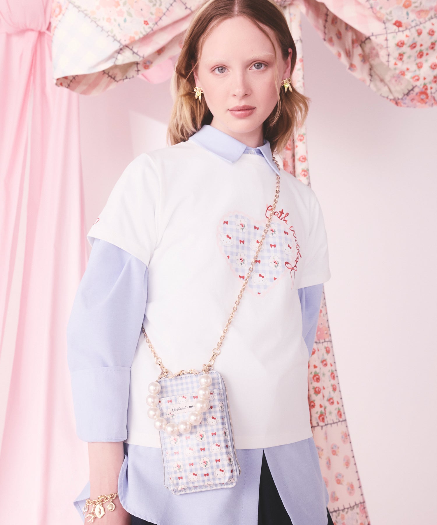 Cath Kidston × Hello Kitty マルチショルダーパース Gingham Provence