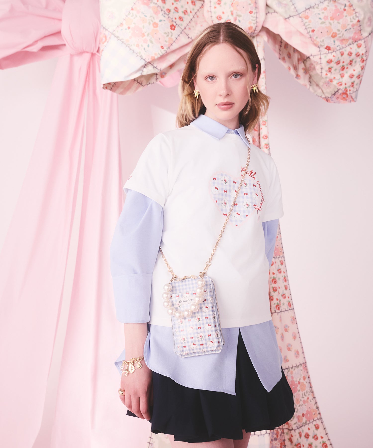Cath Kidston × Hello Kitty マルチショルダーパース Gingham Provence