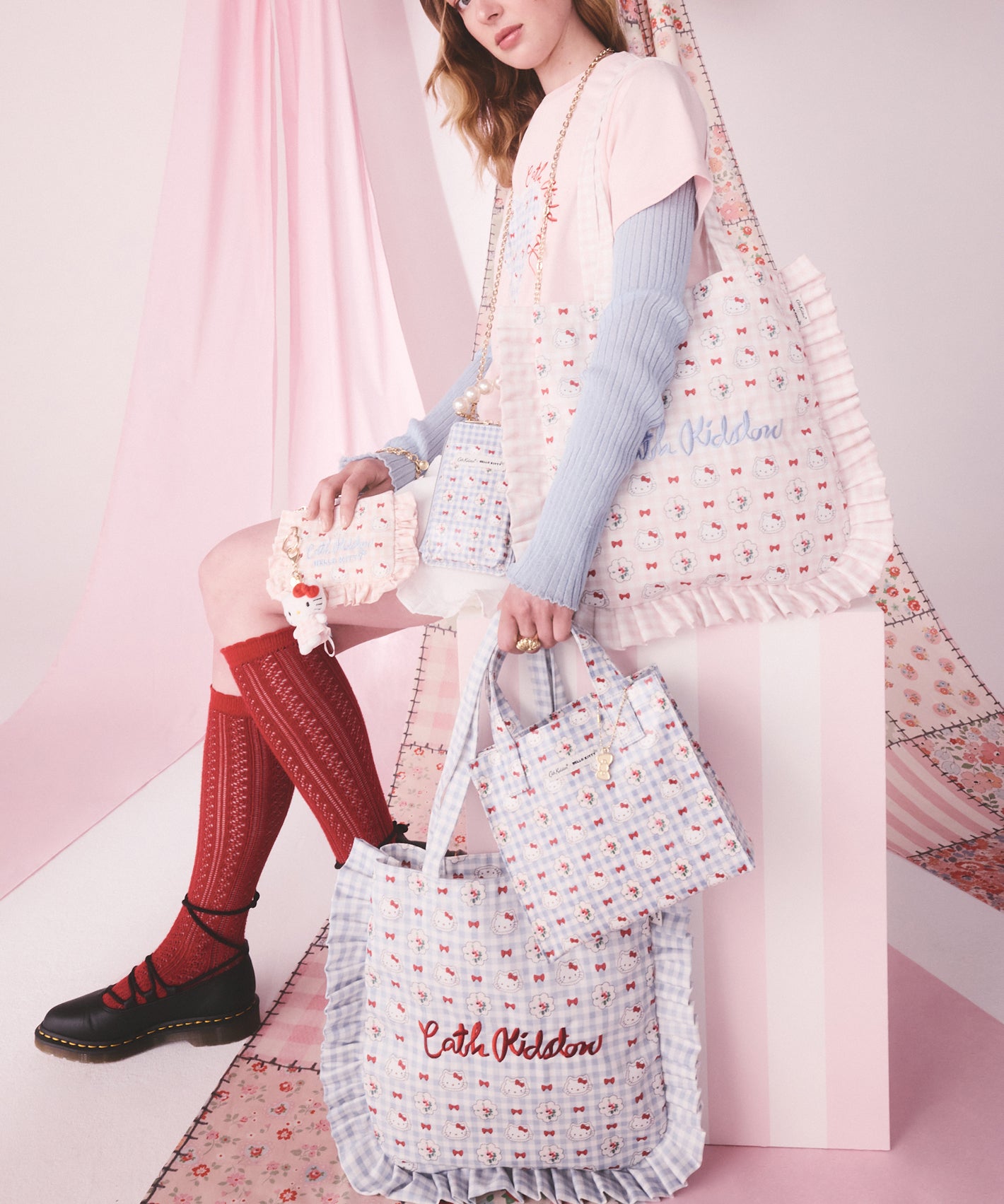 Cath Kidston × Hello Kitty フリルトートバッグ