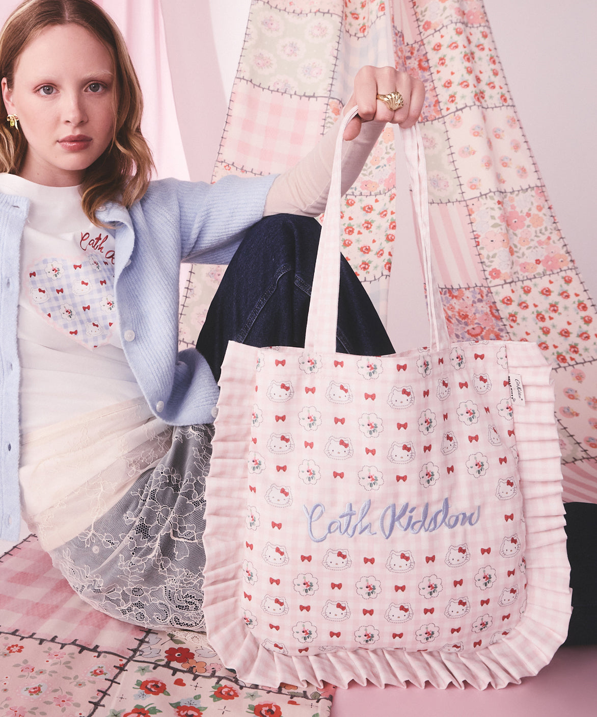 Cath Kidston × Hello Kitty フリルトートバッグ