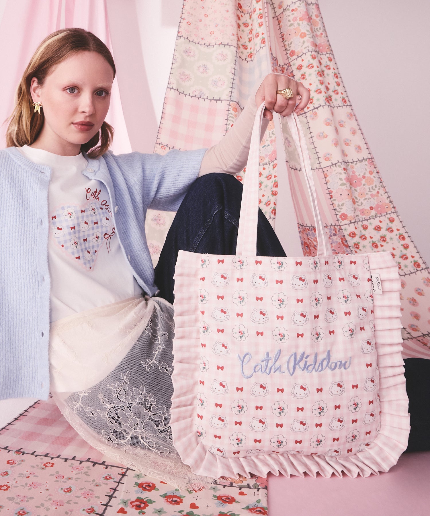 Cath Kidston × Hello Kitty フリルトートバッグ