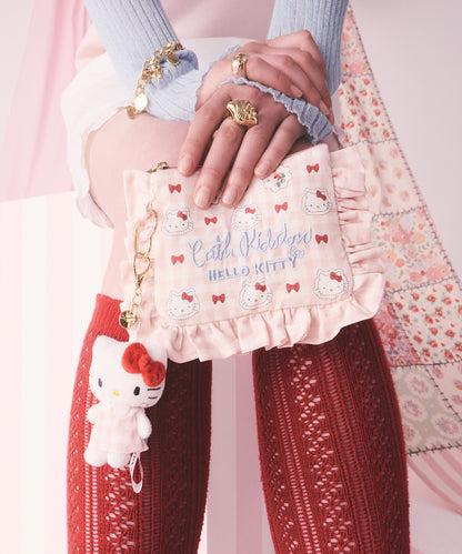 Cath Kidston × Hello Kitty フリルティッシュポーチ＆マスコットチャームセット