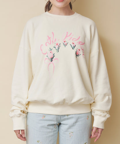 プリントスウェットトップス Ribbon Floral