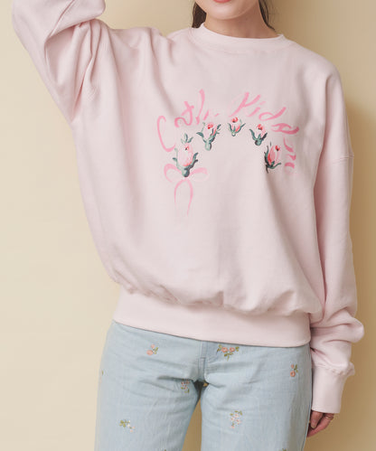 プリントスウェットトップス Ribbon Floral