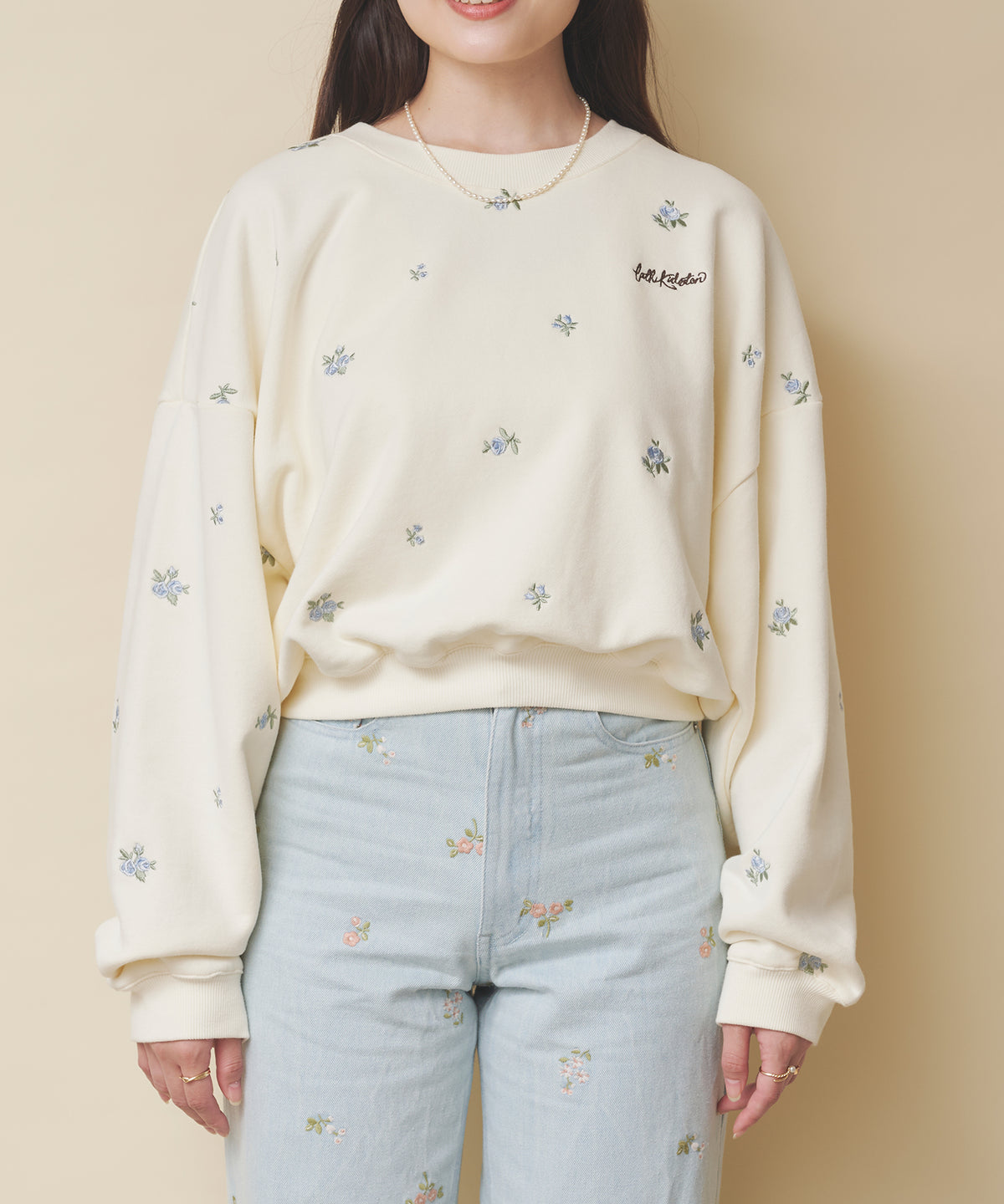 エンブロイダリースウェットトップス Floral Garden Embroidery