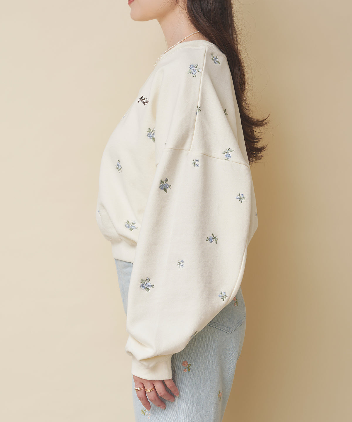 エンブロイダリースウェットトップス Floral Garden Embroidery