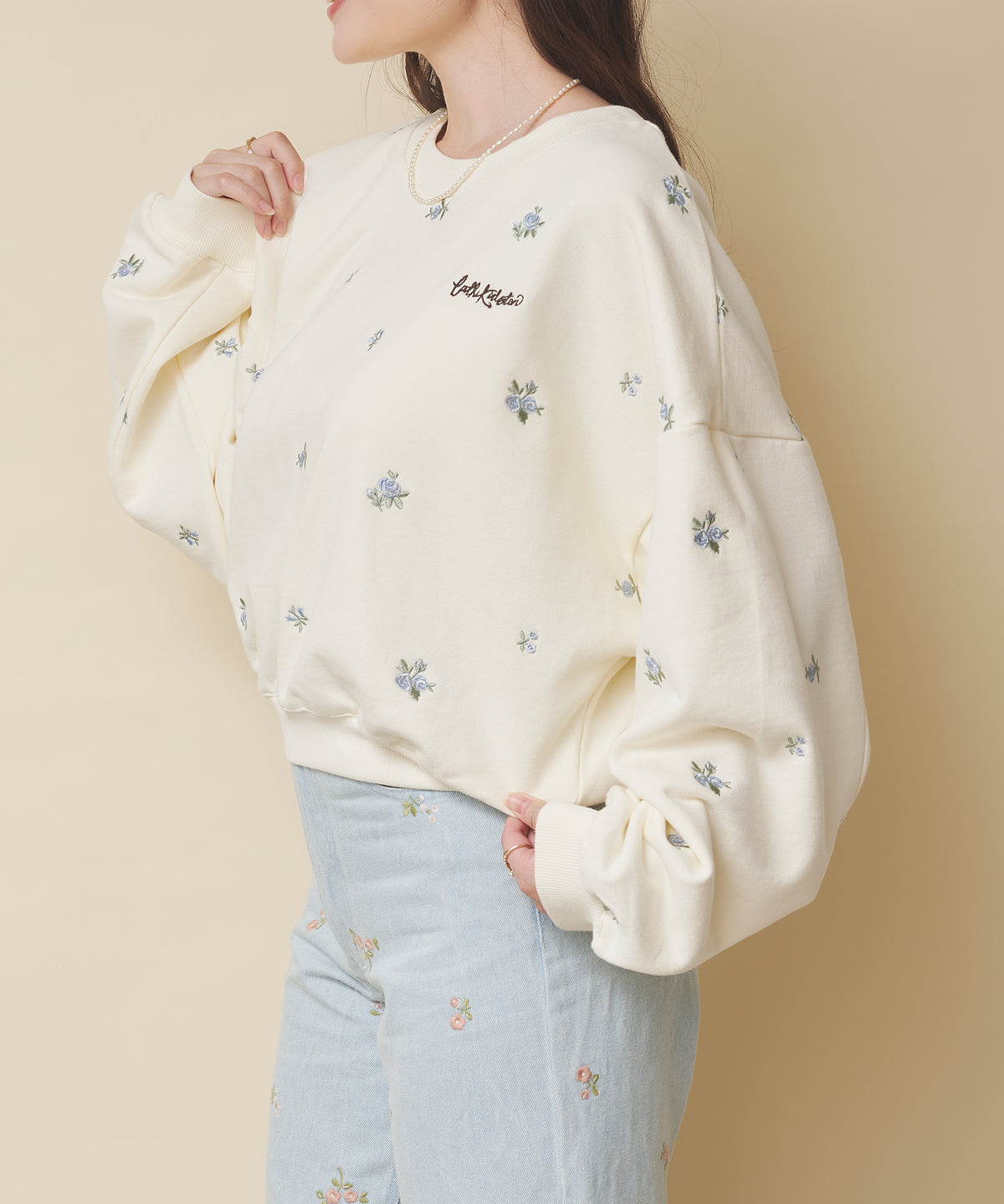 エンブロイダリースウェットトップス Floral Garden Embroidery