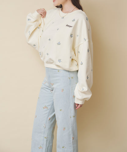エンブロイダリースウェットトップス Floral Garden Embroidery
