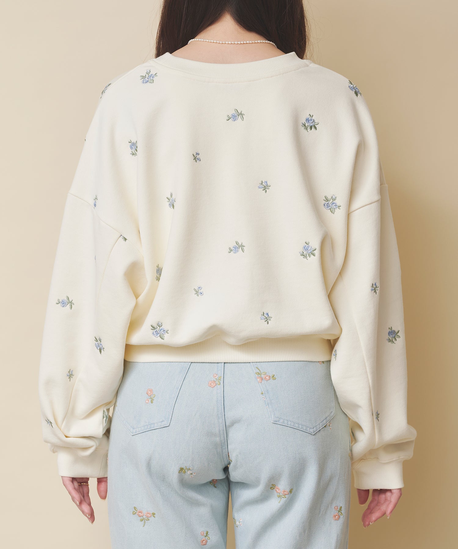 エンブロイダリースウェットトップス Floral Garden Embroidery