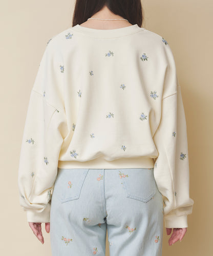 エンブロイダリースウェットトップス Floral Garden Embroidery