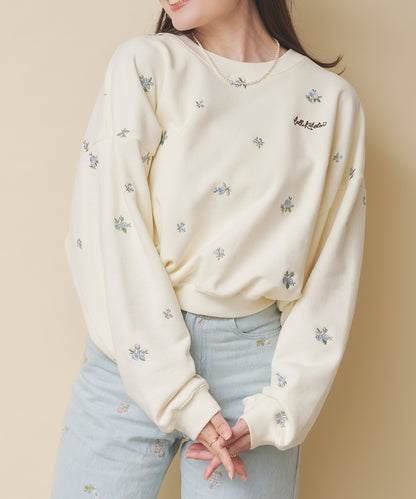 エンブロイダリースウェットトップス Floral Garden Embroidery