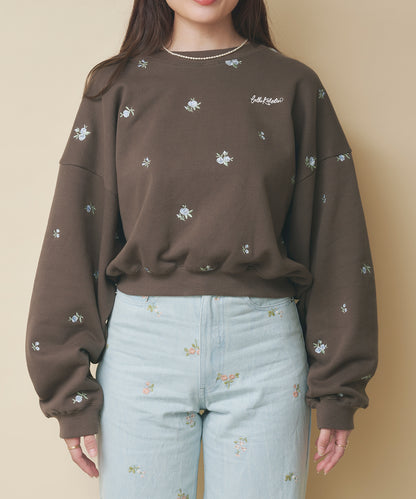エンブロイダリースウェットトップス Floral Garden Embroidery