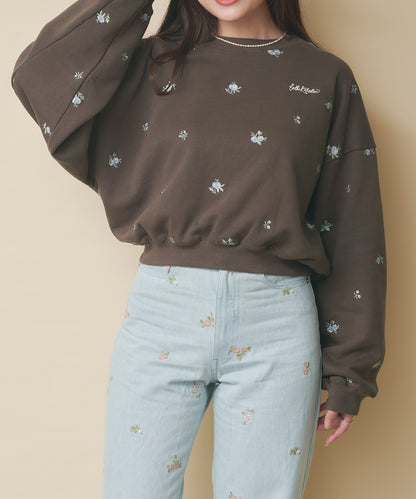 エンブロイダリースウェットトップス Floral Garden Embroidery