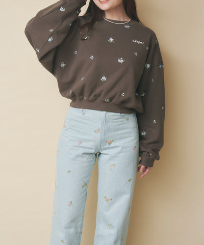 エンブロイダリースウェットトップス Floral Garden Embroidery