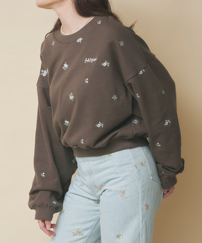 エンブロイダリースウェットトップス Floral Garden Embroidery
