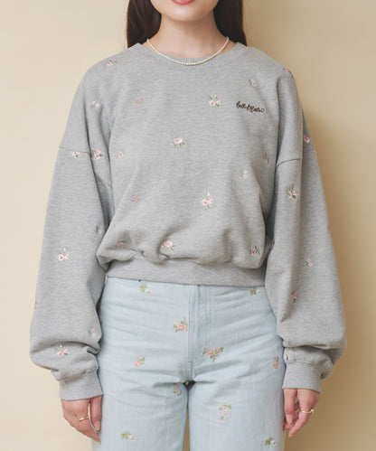 エンブロイダリースウェットトップス Floral Garden Embroidery